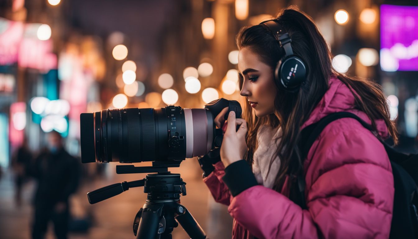En ung innehållsskapare filmar kreativ och engagerande TikTok-video i stadsmiljö. En ung innehållsskapare filmar kreativ och engagerande TikTok-video i stadsmiljö.