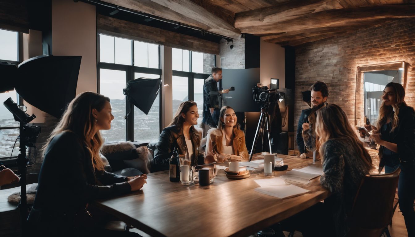 En grupp influencers samarbetar för en fotosession med högkvalitativt innehåll. En grupp influencers samarbetar för en fotosession med högkvalitativt innehåll.